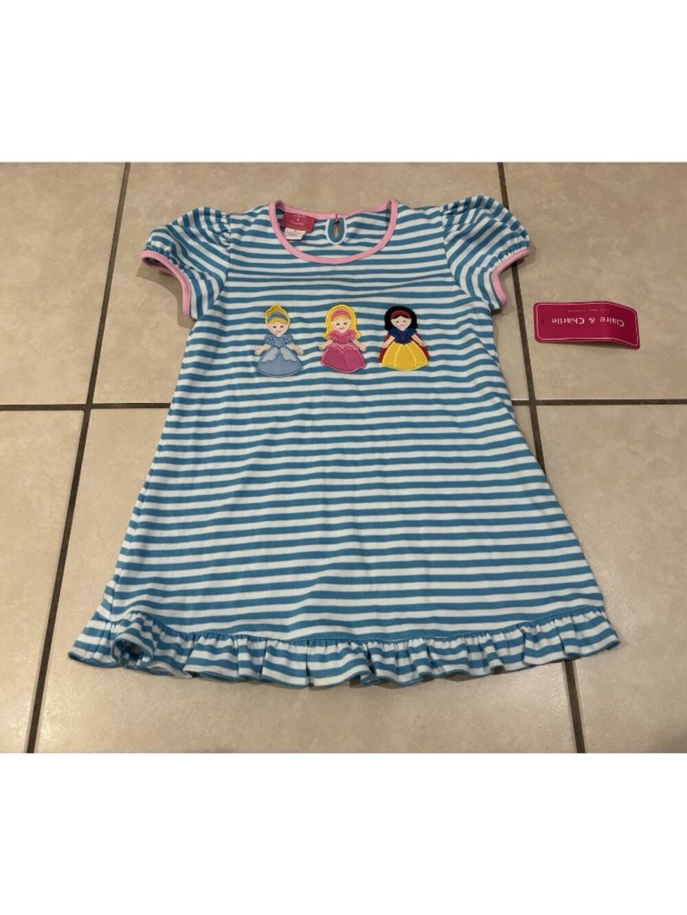 NWT Claire & Charlie Princess Blue/White Striped Dress Size 6